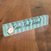 Personalisierte türkisfarbene vertikale Streifen Namensplakette (Seite)