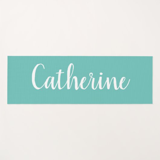 Personalisierte türkisfarbene Yogamatze mit Namen Yogamatte (Vorderseite (Horizontal))