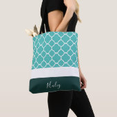 Personalisierte Türkisfolie mit dunklem Grund Tasche (Von Nahem)