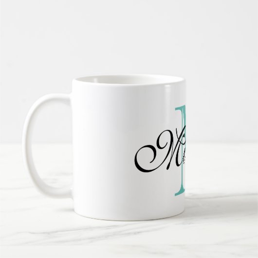 Personalisierte Türkisnamenmonogramm-Kaffee-Tasse Kaffeetasse (Links)
