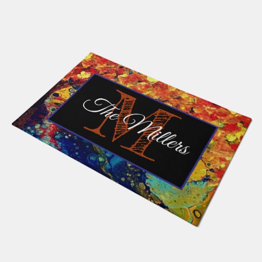 Personalisierte Türmatte bunt (Schrägansicht)