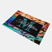 Personalisierte Türmatte bunt (Schrägansicht)