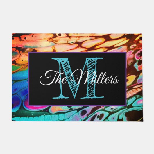 Personalisierte Türmatte bunt (Vorderseite)