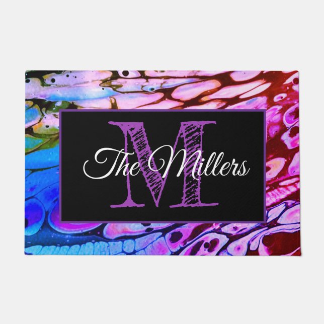 Personalisierte Türmatte bunt (Vorderseite)