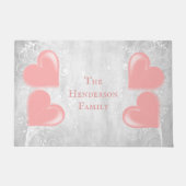 Personalisierte Türmatte mit rosa Herzen (Vorderseite)