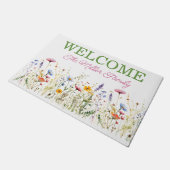 Personalisierte Türmchen Blumen personalisiert Fußmatte (Schrägansicht)