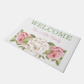 Personalisierte Türmchen Blumen personalisiert Fußmatte (Schrägansicht)
