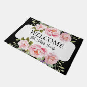 Personalisierte Türmchen Blumen personalisiert Fußmatte (Schrägansicht)