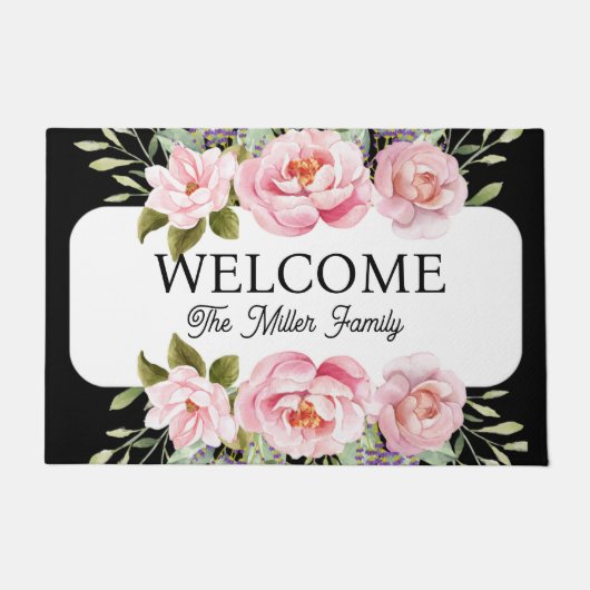 Personalisierte Türmchen Blumen personalisiert Fußmatte (Vorderseite)