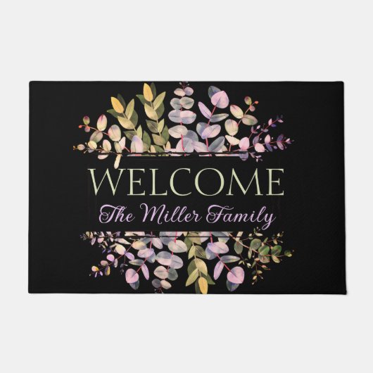 Personalisierte Türmchen Blumen personalisiert Fußmatte (Vorderseite)