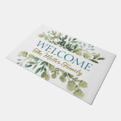 Personalisierte Türmchen Blumen personalisiert Fußmatte (Schrägansicht)