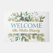 Personalisierte Türmchen Blumen personalisiert Fußmatte (Vorderseite)