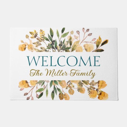 Personalisierte Türmchen Blumen personalisiert Fußmatte (Vorderseite)