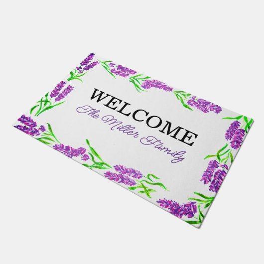 Personalisierte Türmchen Blumen personalisiert Fußmatte (Schrägansicht)