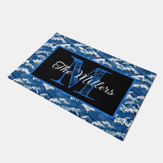 Personalisierte Türmeer-Wellen Fußmatte (Schrägansicht)