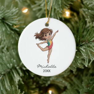 Personalisierte Turnerin Mädchen Weihnachten Keramik Ornament
