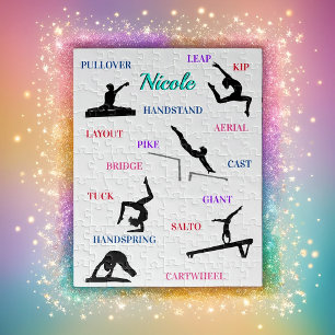 Personalisierte Turnfähigkeiten-Typografie Puzzle