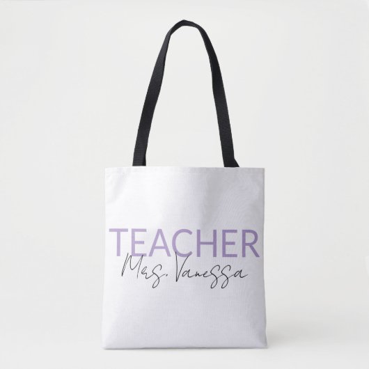 Personalisierte Tüte mit Lehrername, Retro Lehreri Tasche (Vorderseite)