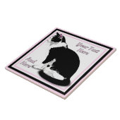 Personalisierte Tuxedo-Katze Fliese (Seite)