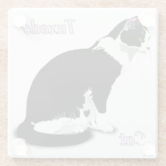 Personalisierte Tuxedo-Katze Glasuntersetzer (Rückseite)