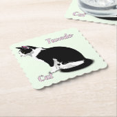Personalisierte Tuxedo-Katze Untersetzer (angewinkelt)