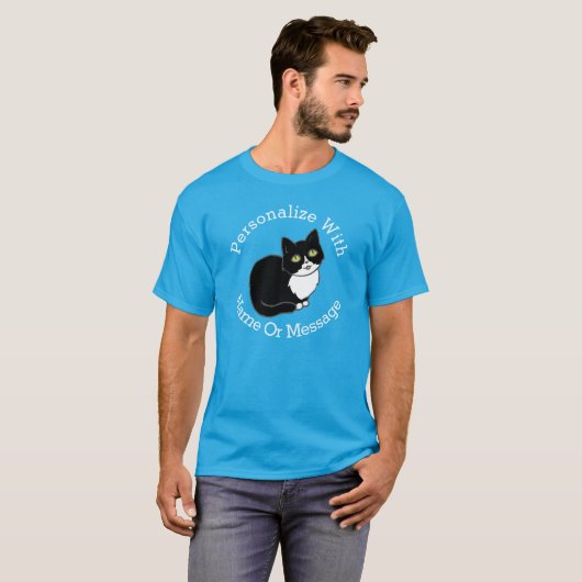 PERSONALISIERTE Tuxie Tuxedo-Katze T-Shirt (Vorne ganz)