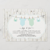 Personalisierte Twin Boys Sip and See Einladung (Vorne/Hinten)