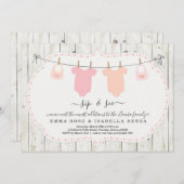 Personalisierte Twin Girls Sip and See Einladung (Vorne/Hinten)