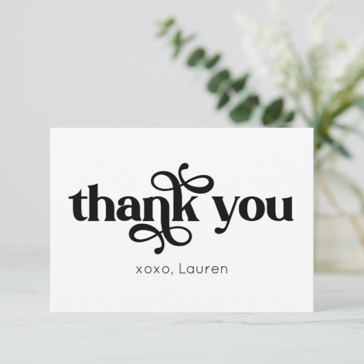 Personalisierte Typografie Flat Vielen Dank Dankeskarte (Stehend Vorderseite)