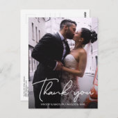 Personalisierte Typografie Foto Wedding Vielen Dan Postkarte (Vorne/Hinten)