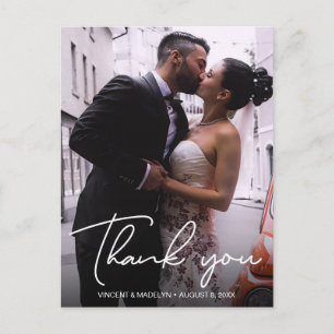 Personalisierte Typografie Foto Wedding Vielen Dan Postkarte