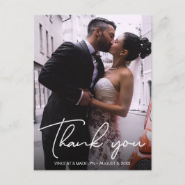 Personalisierte Typografie Foto Wedding Vielen Dan Postkarte