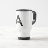 Personalisierte Typografie Monogram Travel Mug Reisebecher (VorderseiteRechts)