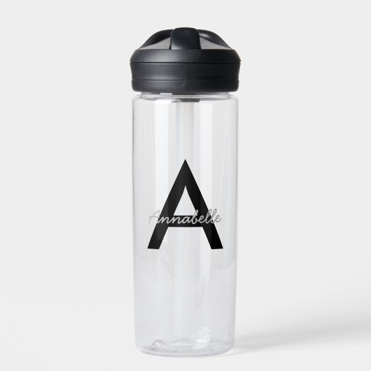 Personalisierte Typografie Monogramm Trinkflasche (Vorderseite)