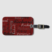 Personalisierte Typografie Muster dunkelrot Gepäckanhänger (Vorderseite (Horizontal))