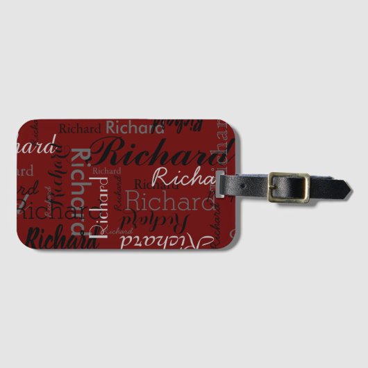 Personalisierte Typografie Muster dunkelrot Gepäckanhänger (Vorderseite (Horizontal))