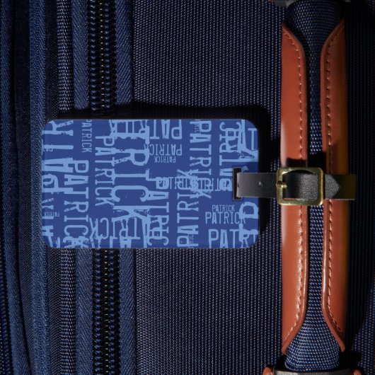 Personalisierte Typografie Muster für BLUE-Bezeich Gepäckanhänger (Vorderseite Insitu 4)