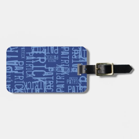 Personalisierte Typografie Muster für BLUE-Bezeich Gepäckanhänger (Vorderseite horizontal)