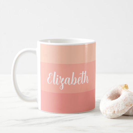 Personalisierte Typografie Name Template Peach Col Kaffeetasse (Mit Donut)