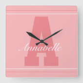 Personalisierte Typografie Quadratische Wanduhr (Vorderseite)