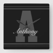 Personalisierte Typografie Quadratische Wanduhr (Vorderseite)