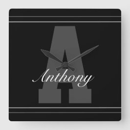 Personalisierte Typografie Quadratische Wanduhr