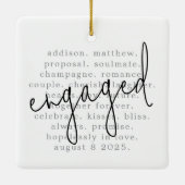 Personalisierte Typografie Verlobt Keramikornament (Rückseite)