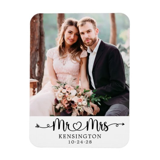 Personalisierte Typografie Wedding Foto Magnet (Vertikal)