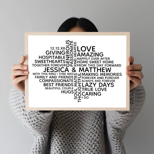 Personalisierte Typografie Word Cloud für Paare Poster