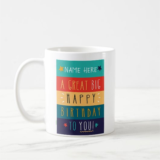 Personalisierte Typografie zum Geburtstag Kaffeetasse (Links)