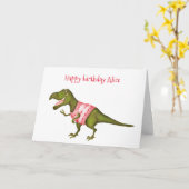 Personalisierte Tyrannosaurus Rex Geburtstagskarte Karte (Gelbe Blume)