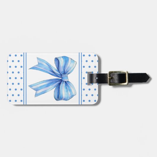 Personalisierte Uferfarbe Blau und Weiß Gepäckanhänger (Vorderseite horizontal)