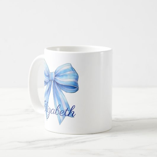 Personalisierte Uferfarbe Blau und Weiß Kaffeetasse (Vorderseite Links)