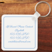 Personalisierte Uferfarbe Blau und Weiß Schlüsselanhänger (Rückseite)